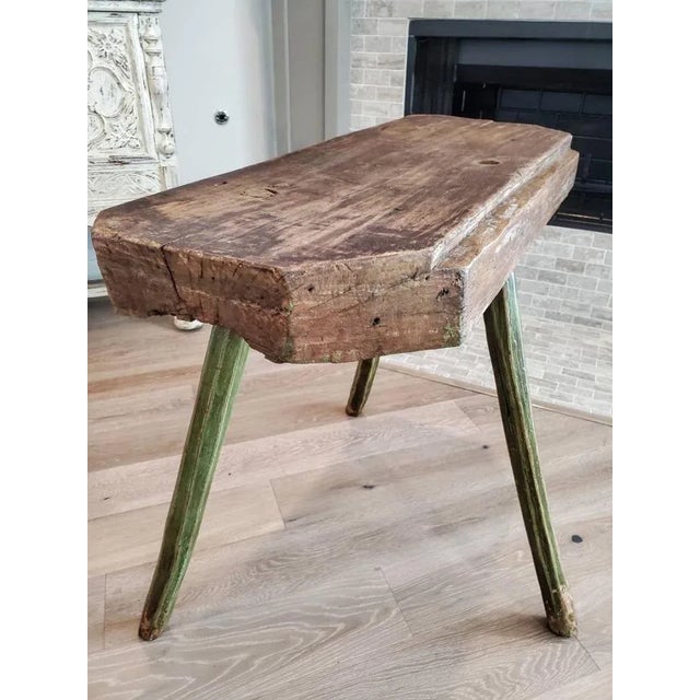 Rustic European Primitive 19th Century Rustic European Farmhouse Pig Bench Work Table - Organic Minimalist Console For Sale - Image 3 of 11