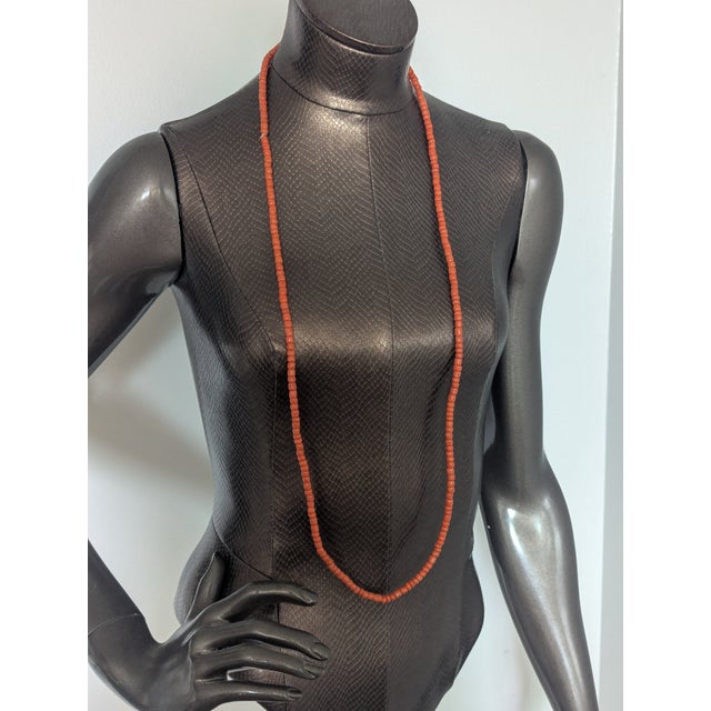 Traditional Early 20th Century 43" Long Simply Elegant Coral Beaded Necklace For Sale - Image 3 of 3