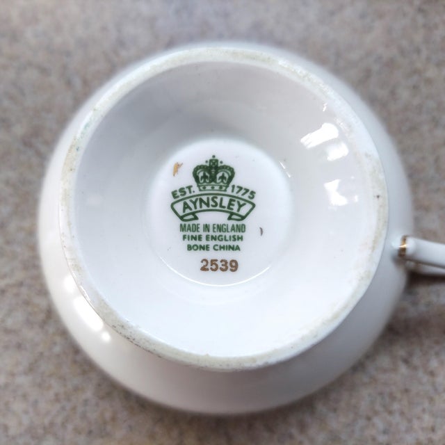 Vintage Aynsley Bone China Cabbage Rose Tea Cup and Saucer- 2 Pieces For Sale In Chicago - Image 6 of 15