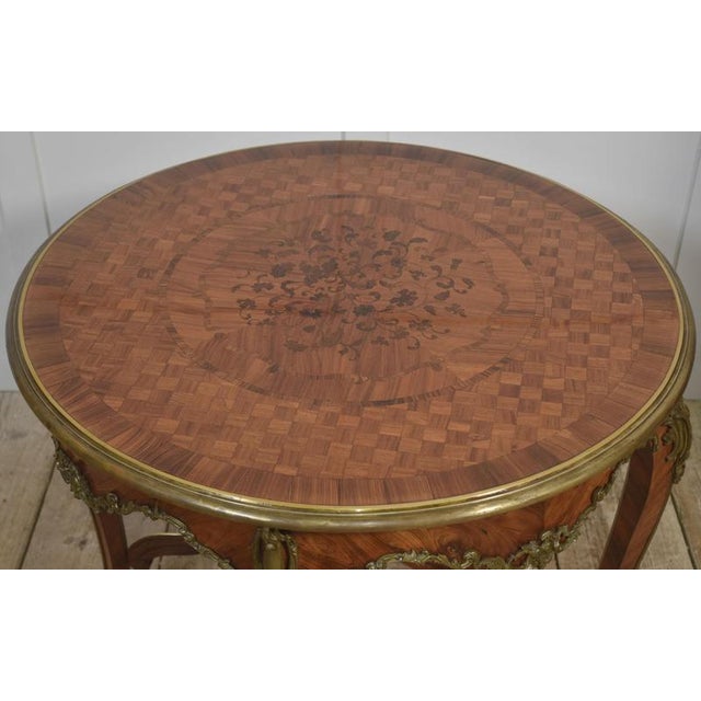 Louis XV Style Ormolu and Parquetry Circular Centre Table, 1890s For Sale - Image 4 of 16