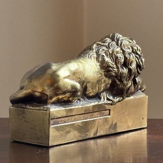 Neoclassical Lion in Repose Sculpture After Antonio Canova For Sale In Baltimore - Image 6 of 14