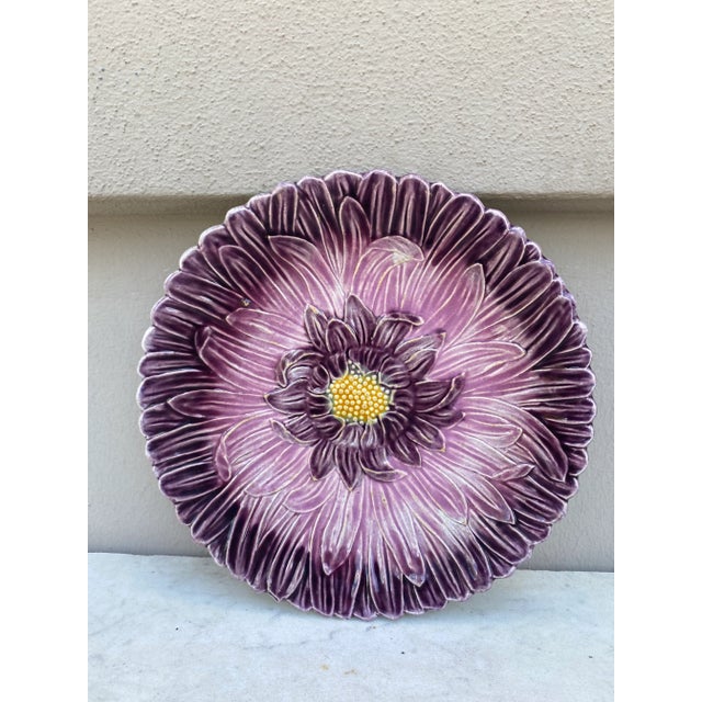 Orchies French Majolica Purple Daisy Plate Orchies, Circa 1890 For Sale - Image 4 of 4