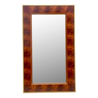 Vintage Late 20th Century Regency Book Matched Burl Wood Floor Mirror For Sale
