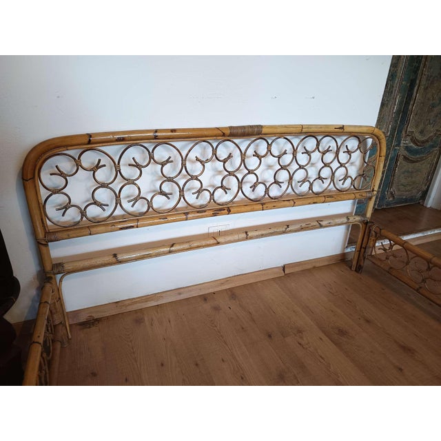Light Yellow Mid-Century Bamboo Bed, 1960s For Sale - Image 8 of 11