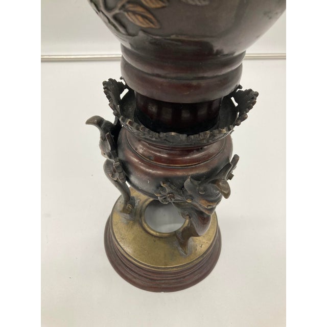 Meiji Period Large 19th Century Japanese Bronze Vase Urn Dragon Heads 18'' For Sale - Image 16 of 18