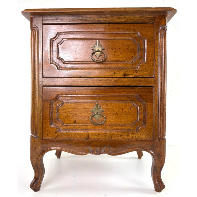 Vintage Walnut Italian Miniature Two Drawer Chest For Sale - Image 4 of 9