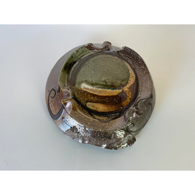 Vintage Brown Glazed Abstract Pottery Bowl For Sale - Image 12 of 13