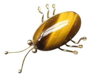 Vintage Brooch in 14 Karat Gold with Tiger Eye Stone