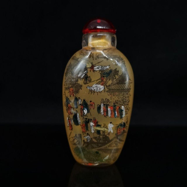Mid 20th Century Set of 4 Vintage Inside-Painted Chinese Snuff Bottles For Sale - Image 5 of 9