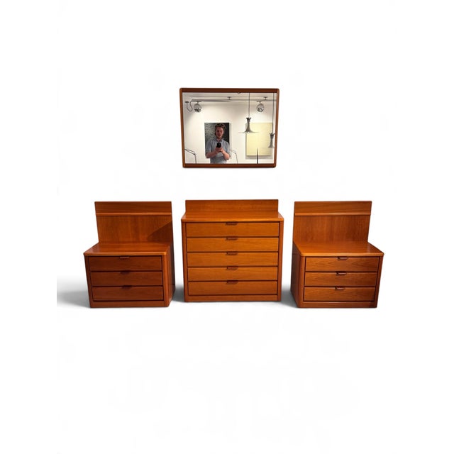 Brown Vintage Cherry Wood Chest of Drawers from Hülsta, 1980, Set of 2 For Sale - Image 8 of 13