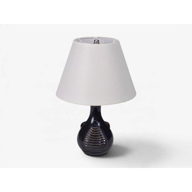 1960s Søholm Stentøj, Danish Modern Table Lamp, Blue Stoneware, Denmark, 1960s For Sale - Image 5 of 12