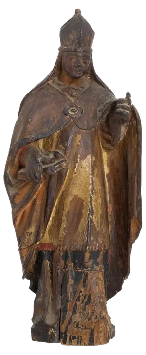 Italian Artist, Saint Ambrosius, 17th Century, Wood Sculpture