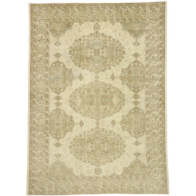 Vintage Distressed Turkish Sivas Rug - 9′ × 12′4″ For Sale