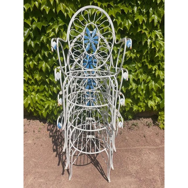 Cream Provencal Armchairs in Wrought Iron, 1960s, Set of 4 For Sale - Image 8 of 9