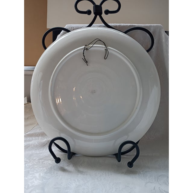 Ceramic Vintage 13" Italian Hand-Painted Galvani Pordenone Majolica Wall Charger For Sale - Image 7 of 10