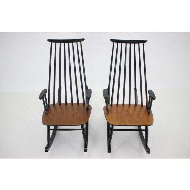 Set of Varjonen Wood Processing Beech Rocking Chairs, Finland, 1960s For Sale - Image 6 of 14