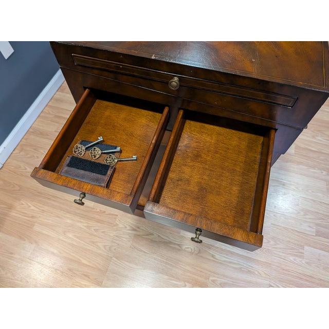 Sienna 1990s Maitland-Smith Handmade Architect / Cartography Desk — Leather Top, Locking Compartments, 3 Keys For Sale - Image 8 of 14