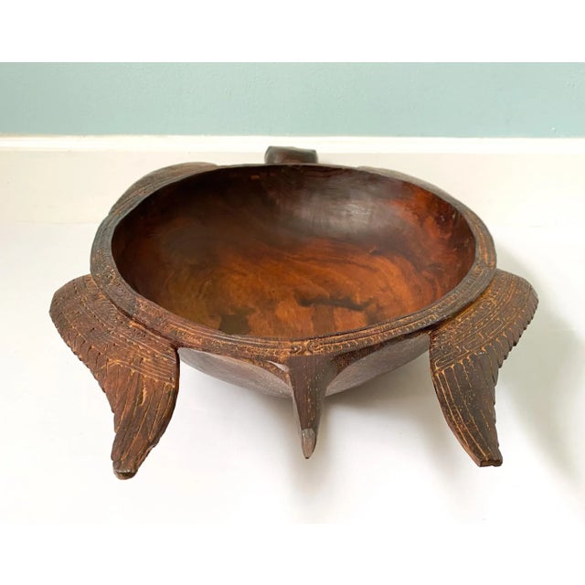 Wood Vintage Island Wood Carved Turtle Bowl For Sale - Image 7 of 13