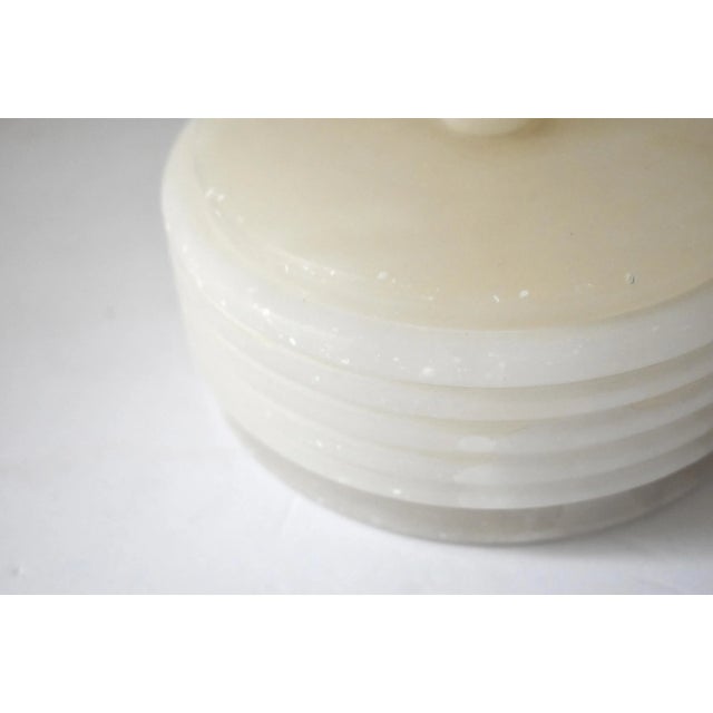 Stone Mid-Century Italian White Alabaster Round Box For Sale - Image 7 of 10