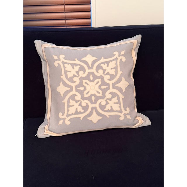 Restoration Hardware Restoration Hardware Decorative Pillow – Embroidered Linen Accent Cushion For Sale - Image 4 of 6