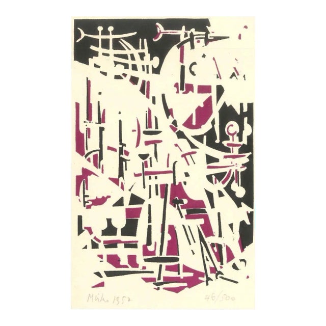 Mirko Basaldella, Invitation with Lithograph,Lithograph, 1952 For Sale