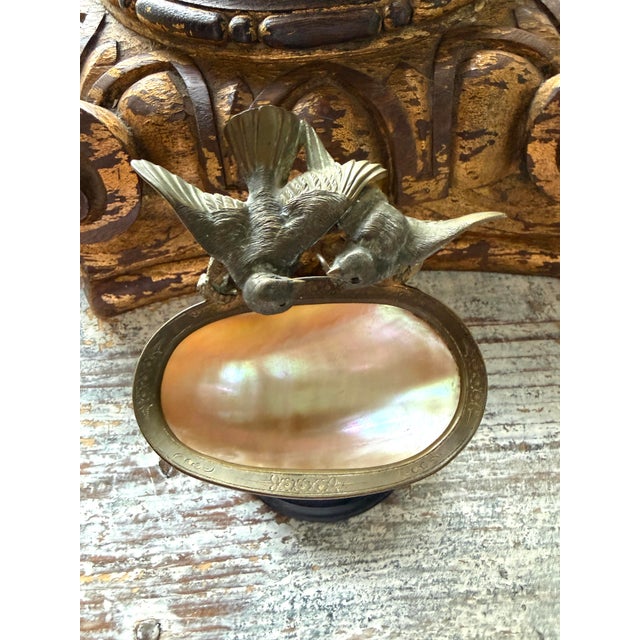 19th C French Gilt Bronze and Nacre Bird Bowl For Sale In Miami - Image 6 of 12