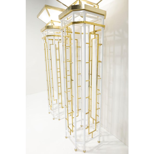 1940s 1940s Monumental Brass and Metal Torchieres - a Pair For Sale - Image 5 of 11