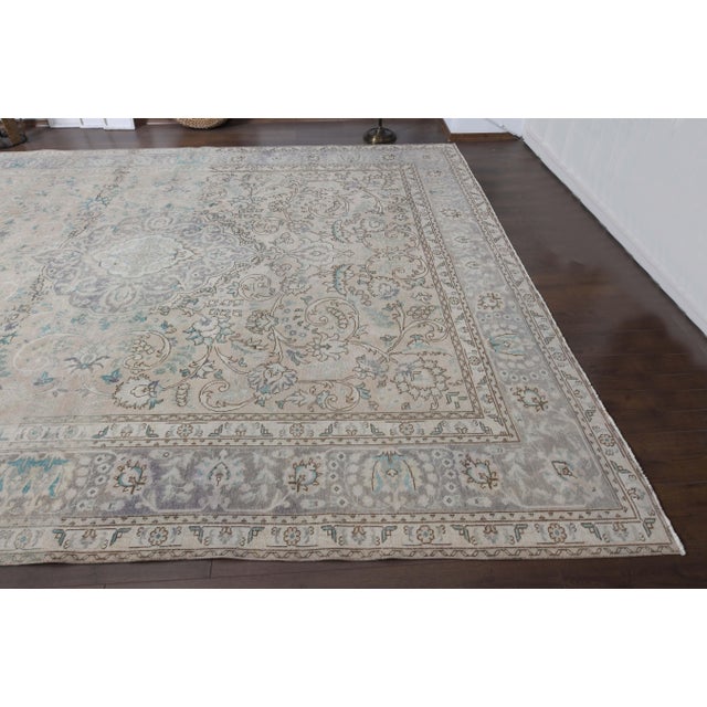 1970s Vintage Persian Handmade Wool Cotton Blue Area Rug For Sale - Image 9 of 11