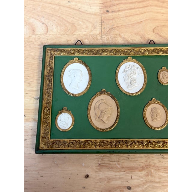Pair of Italian Grand Tour–Style Green & Gilt Jasperware Intaglio Wall Plaques For Sale - Image 11 of 13