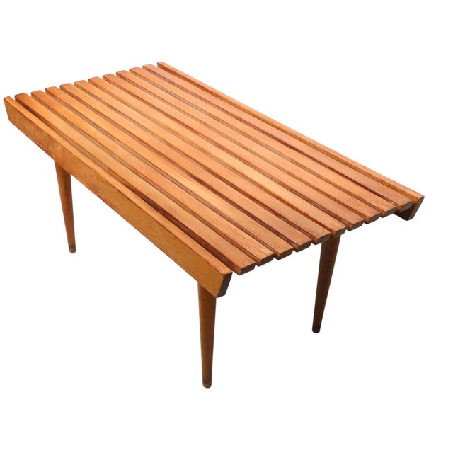 George Nelson Mid 20th Century Diminutive Mid Century Slat Table Bench For Sale - Image 4 of 18