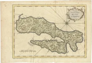 Antique Map of Ambon Island in Indonesia, 1760s