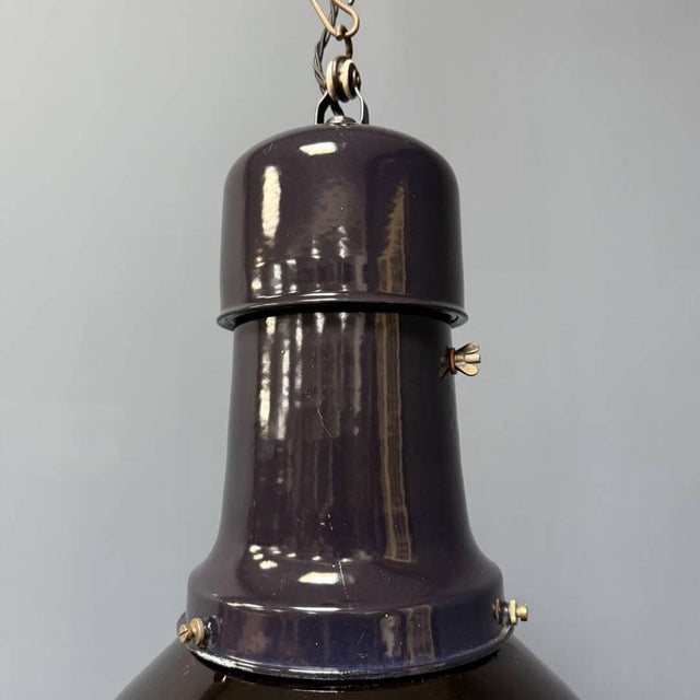Large Bauhaus Black Enamel Factory Lamp For Sale - Image 11 of 17