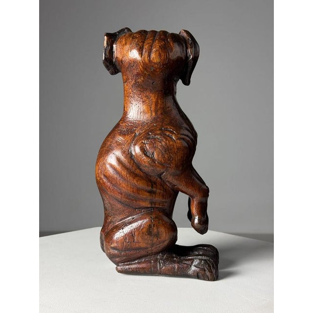 Brown Hand-Carved Statue of Dog Saint Rocco, 18th Century For Sale - Image 8 of 18