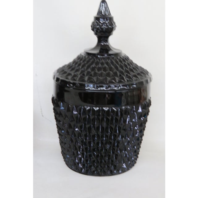 Indiana Glass Tiara Cameo Black Diamond Point Ice Bucket and 6 Tumbler Set 4381b For Sale - Image 10 of 10