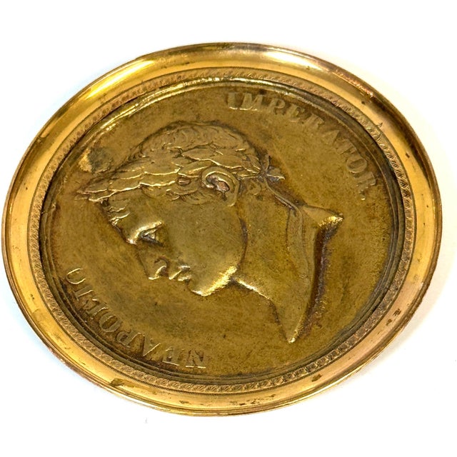 Traditional Napoleonic Gilt-Bronze Portrait Medallion Napoleon, by Carlier Fecit, 1804-1806 For Sale - Image 3 of 18