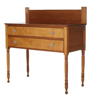 Early 19th Century Antique Sheraton Tall Cherry Server with Tiger Maple Drawers C1830