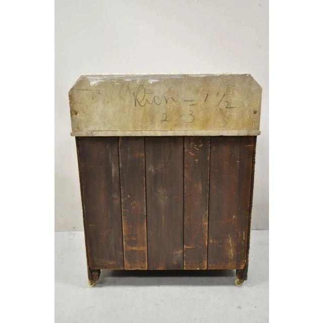 Antique Eastlake Victorian Pink Marble Backsplash Washstand Nightstand Cabinet For Sale - Image 10 of 12