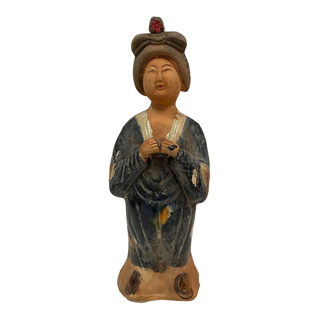Vintage Chinese Tang Tri-Colored Glazed Tomb Ceramic Statue For Sale