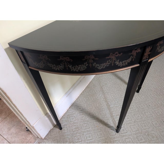 Mid 20th Century Maitland Smith Chinoiserie Style Demi Lune Console Table For Sale - Image 13 of 17