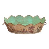 19th Century Painted Tôle Monteith With Chinoiserie Figural Scene For Sale