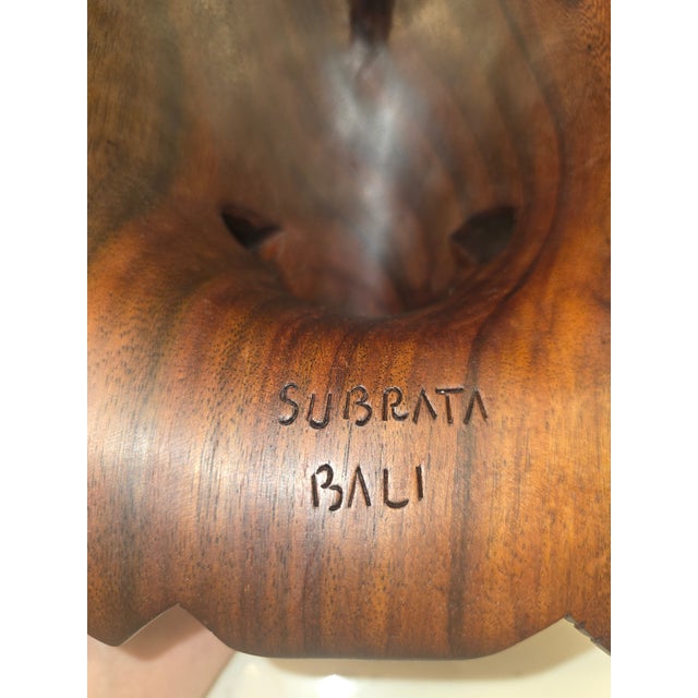 Signed Mid-Century Balinese Macassar Ebony Boma Guardian Mask by Ida Bagus Nyoman Subrata For Sale - Image 12 of 12
