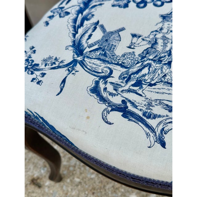 Pair of Ebonized Louis Philippe Side Chairs With Seats Covered in Toile, France, 1840 For Sale - Image 12 of 12