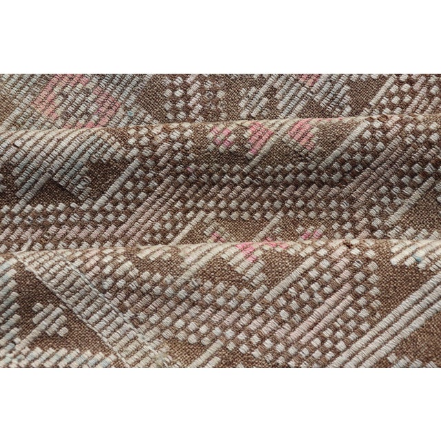 Vintage Turkish Embroidered Kilim With All-Over Star Design on a Taupe Ground For Sale - Image 12 of 13