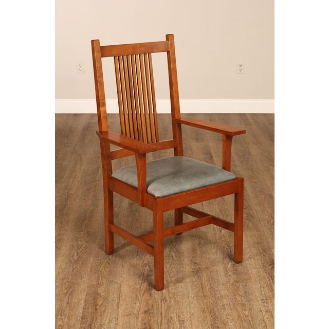 Stickley Mission Collection Set Of Eight Cherry Spindle Dining Chairs For Sale - Image 15 of 18
