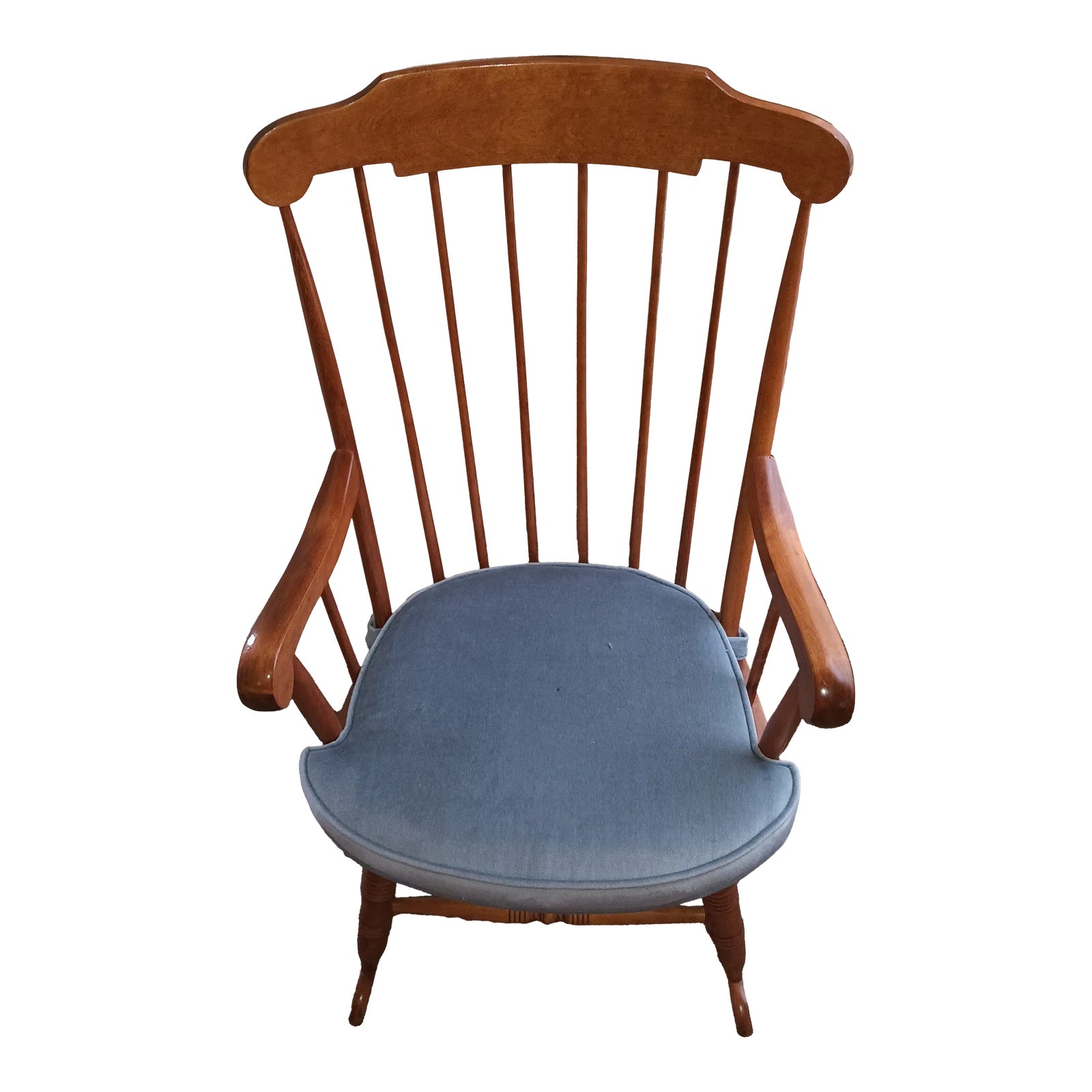 Nichols & Stone Rocking Chair Wood With Blue Cushion Chairish