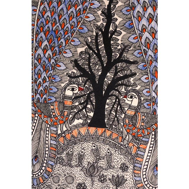 Celebrate the rich heritage of Indian folk art with this exquisite hand-painted Madhubani painting by Mamta Devi, a...