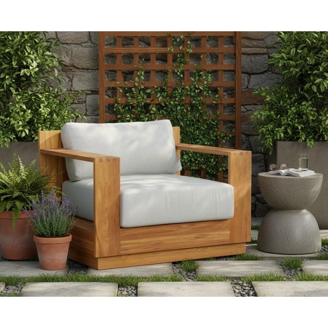 Wood Imperial Grove Outdoor Solid Teak Wood Armchair For Sale - Image 7 of 13