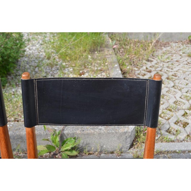 Wood Mid-Century Leather & Oak Model 3024 Dining Chairs by Helmut Magg for Deutsche Werkstatten, 1957, Set of 4 For Sale - Image 7 of 17