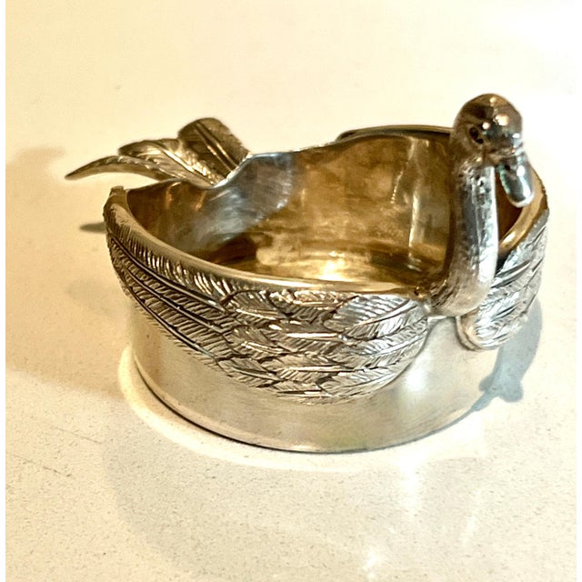 Silver A Portuguese Mergulhao Hand Chased Silver Swan Ash Tray Salt Cellar Catch All For Sale - Image 8 of 9