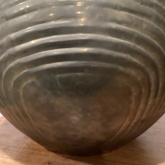 Metal Vintage Mid 20th Century Very Large Handmade Hammered Copper Finish Brass Vase For Sale - Image 7 of 13